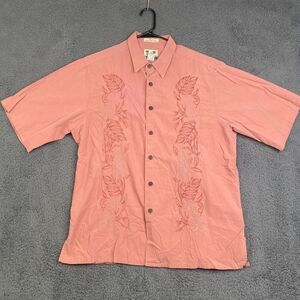 Reyn Spooner Shirt Mens Large VTg Hawaiian Micro Fiber Camp Embroidered
